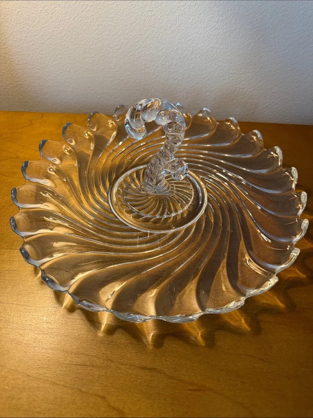 Vintage Fostoria Colony Swirl Pattern Clear Glass Serving Tray